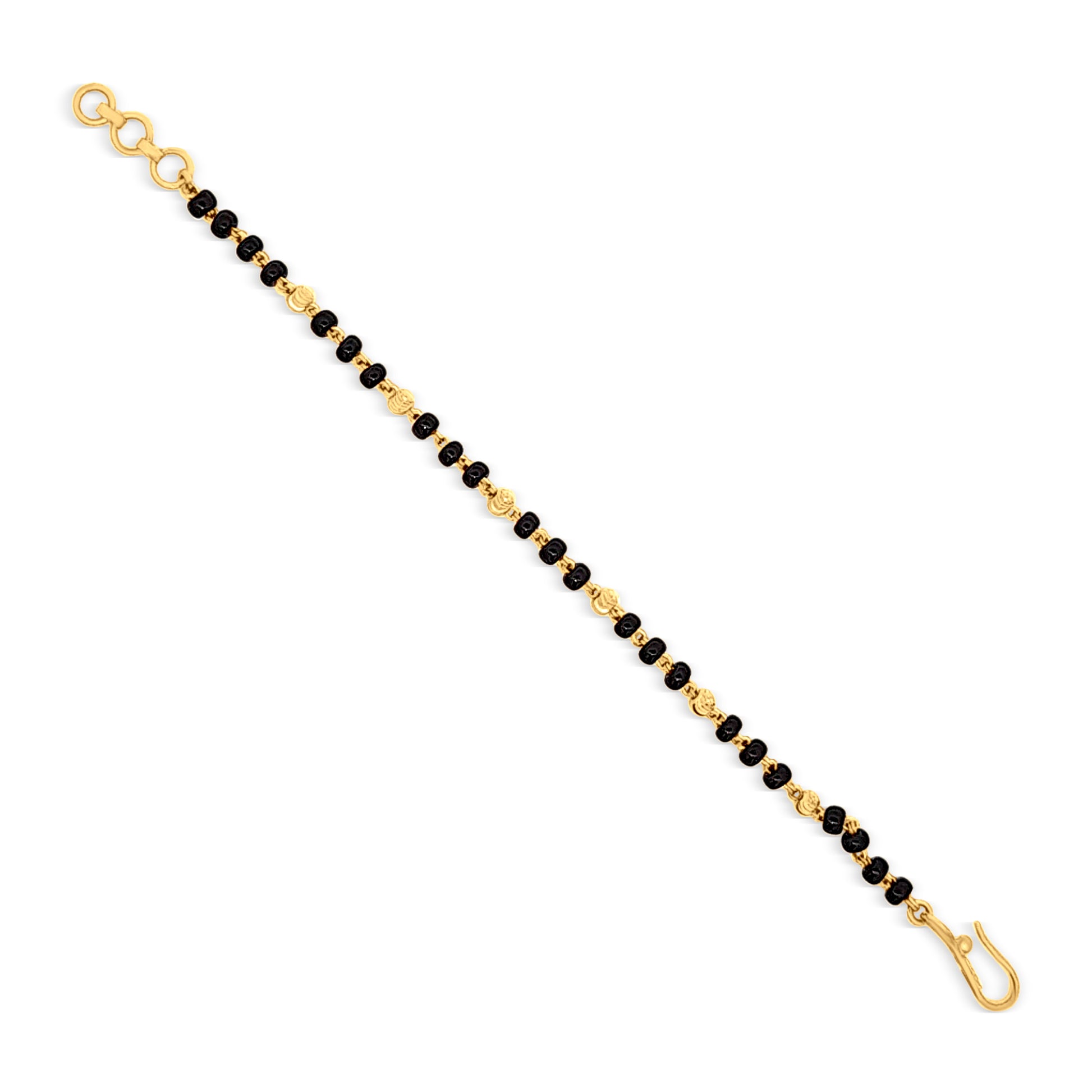 22k Gold With Black Beads Baby Bracelet 