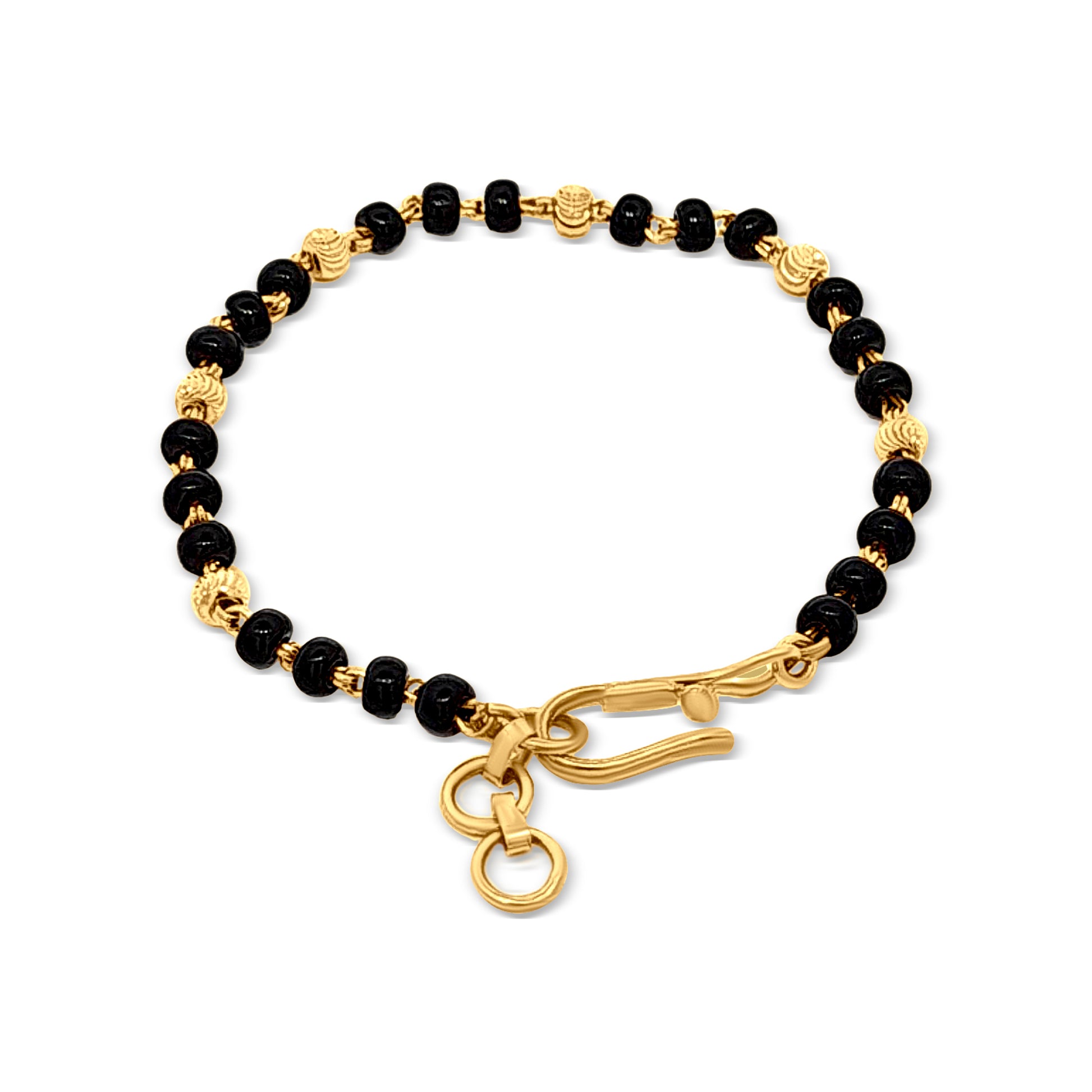 22k Gold With Black Beads Baby Bracelet 