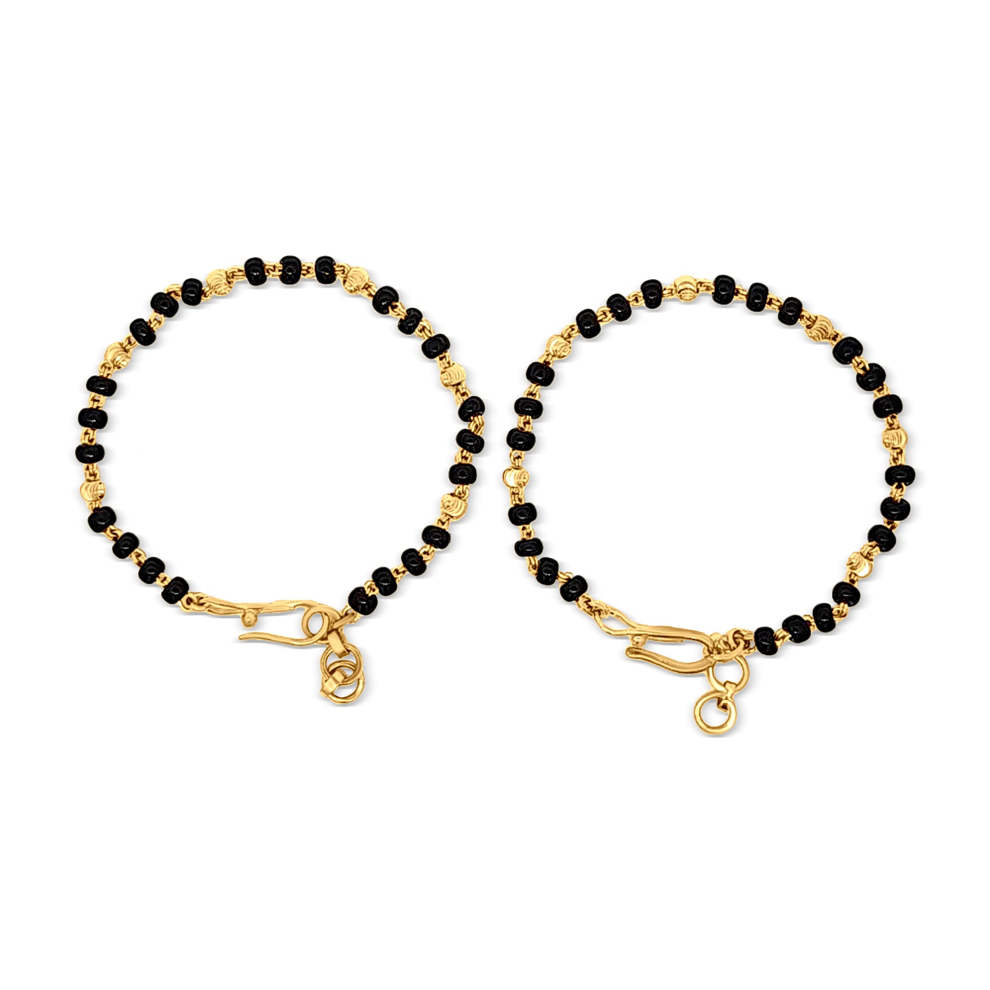 22k Gold With Black Beads Baby Bracelet 