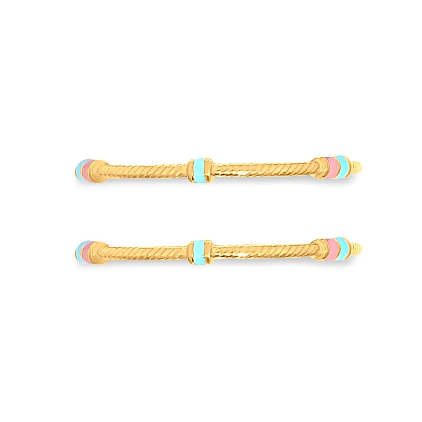 22k Gold Baby Bangle with Pink and Blue Motif