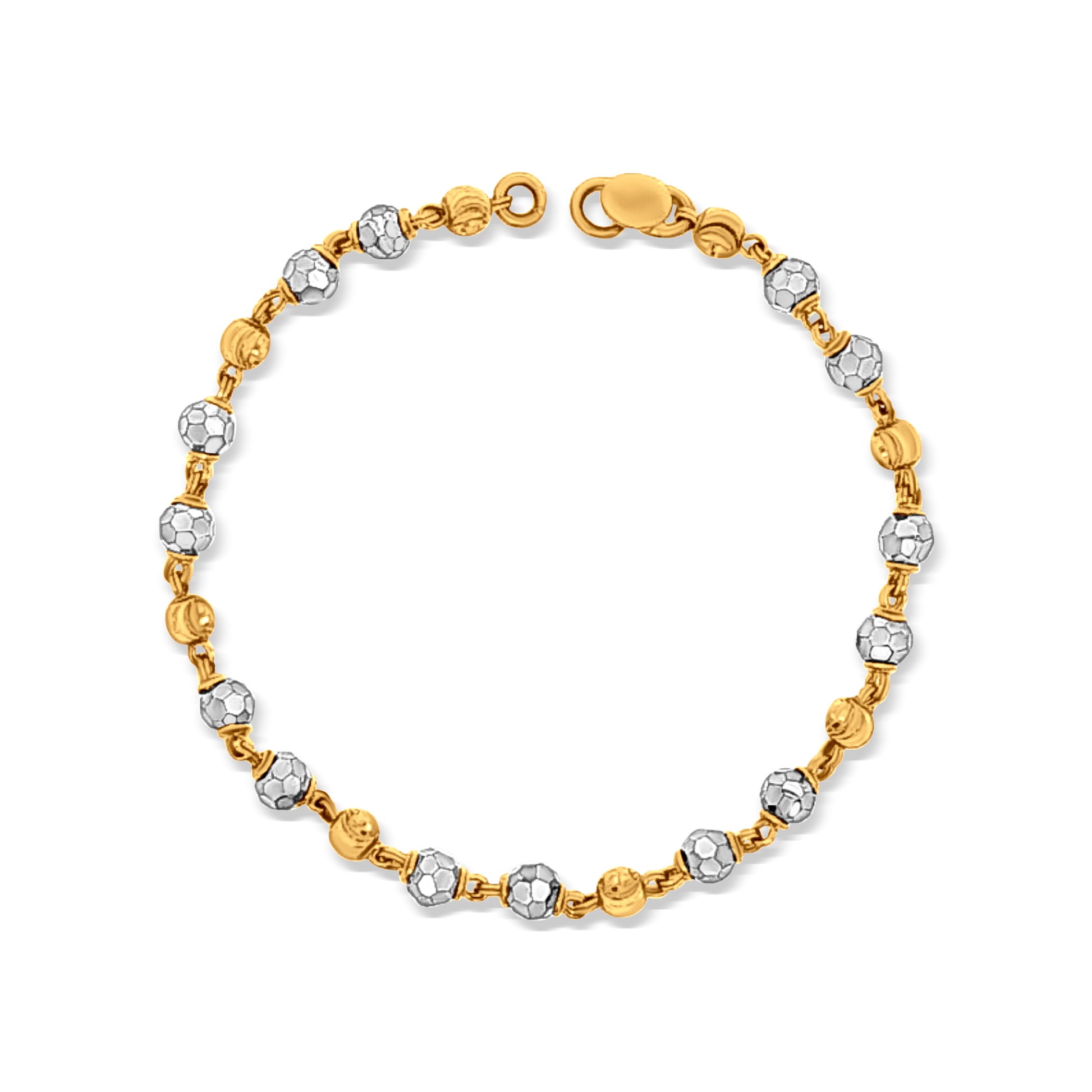 22k Gold Baby Bracelet with Golden Yellow and White Balls