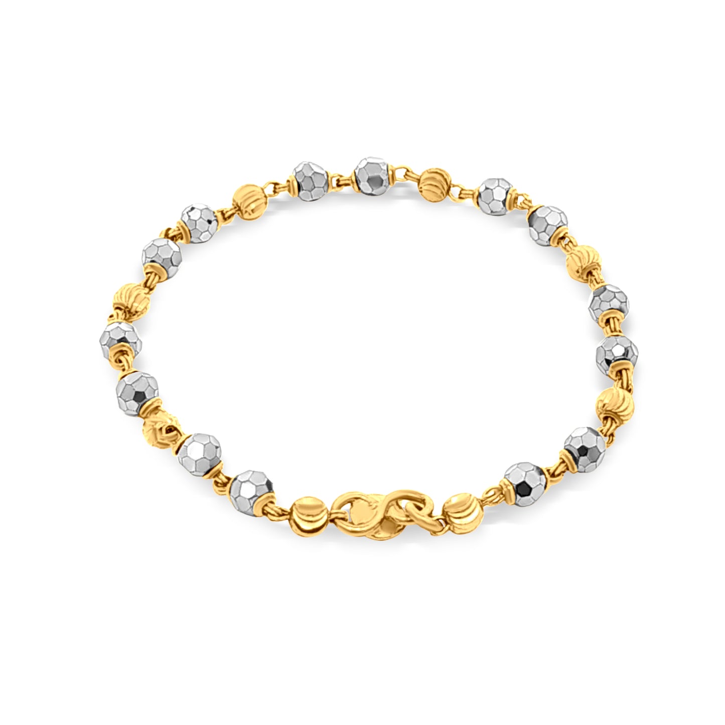 22k Gold Baby Bracelet with Golden Yellow and White Balls