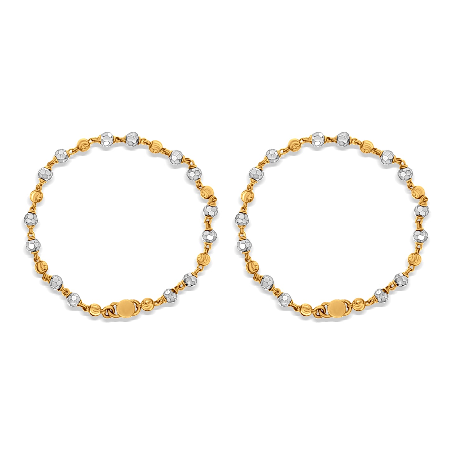 22k Gold Baby Bracelet with Golden Yellow and White Balls