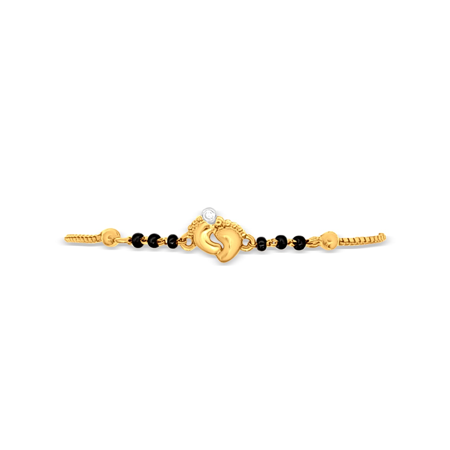 22k Yellow Gold Baby Bracelet featuring Darling Footprints!