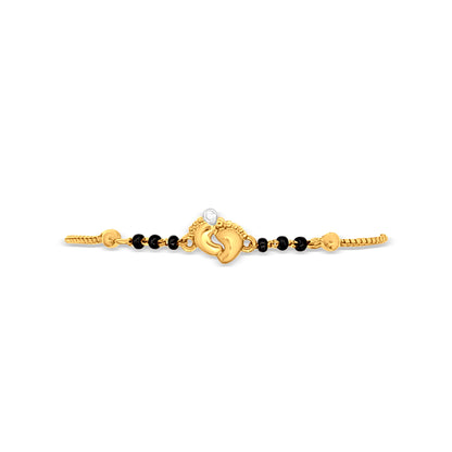 22k Yellow Gold Baby Bracelet featuring Darling Footprints!