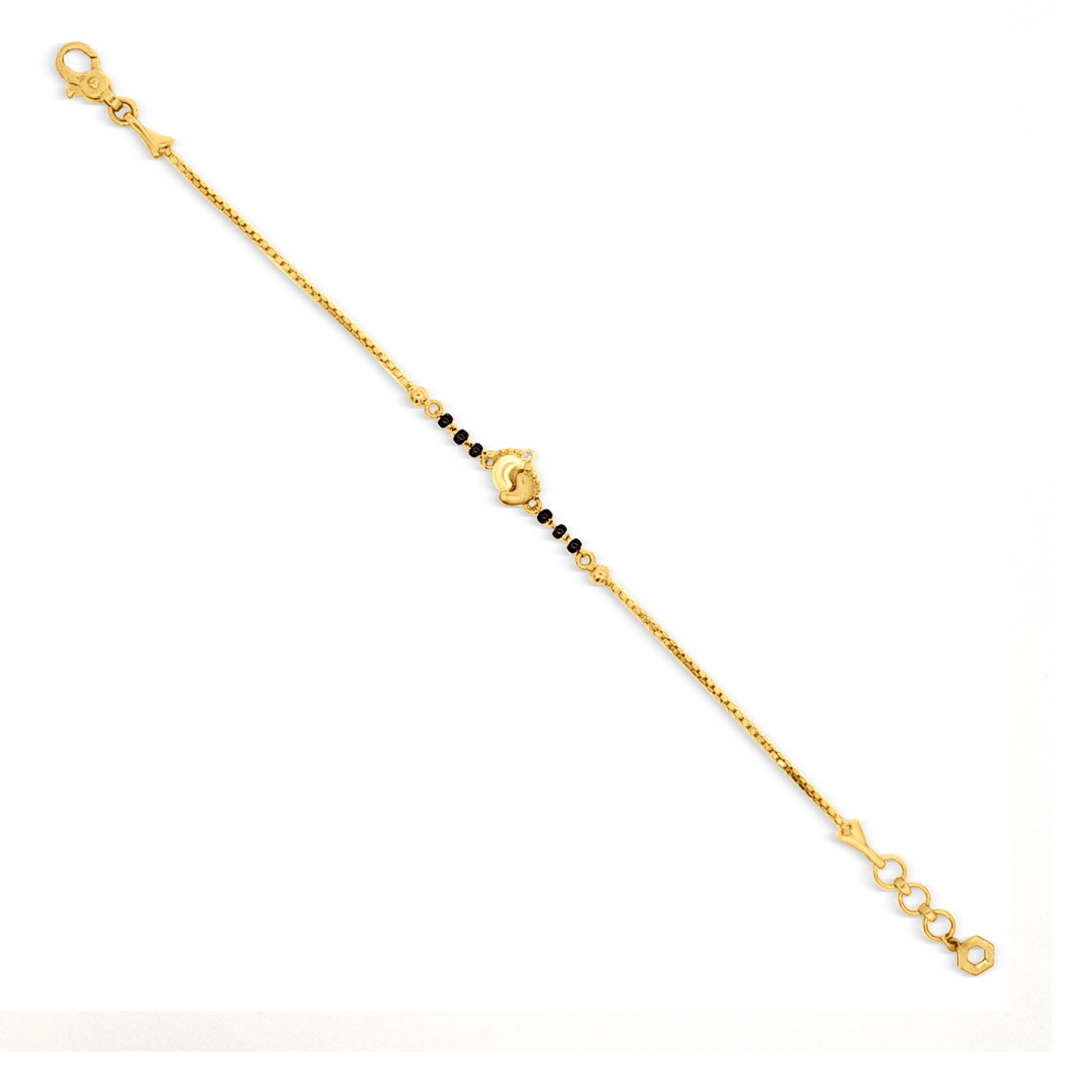 22k Yellow Gold Baby Bracelet featuring Darling Footprints!