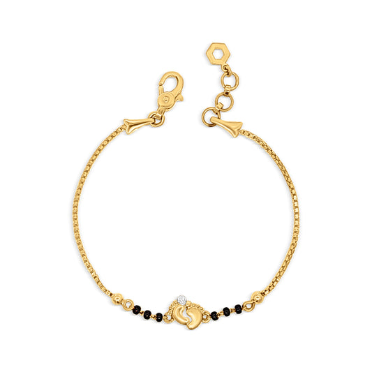 22k Yellow Gold Baby Bracelet featuring Darling Footprints!