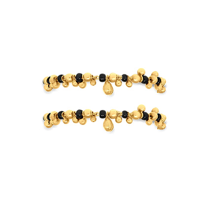 22k Gold Trinkets Bracelet with Evil Black Beads