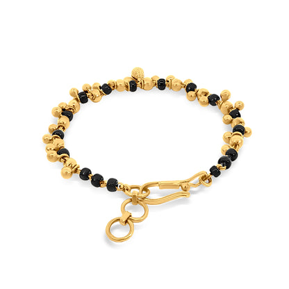 22k Gold Trinkets Bracelet with Evil Black Beads