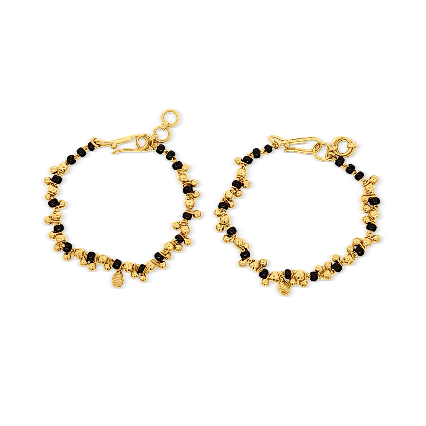 22k Gold Trinkets Bracelet with Evil Black Beads