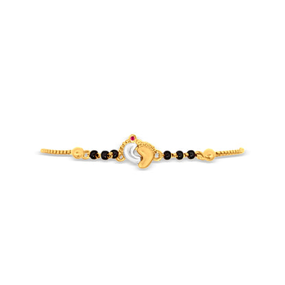 22k Gold Baby Bracelet with Dual-Color Cute Footprints