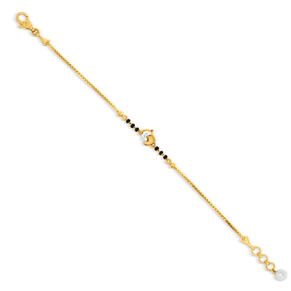 22k Gold Baby Bracelet with Dual-Color Cute Footprints