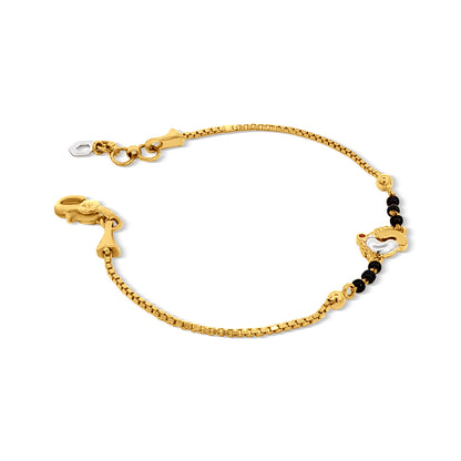 22k Gold Baby Bracelet with Dual-Color Cute Footprints