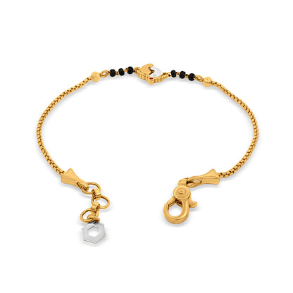 22k Gold Baby Bracelet with Dual-Color Cute Footprints