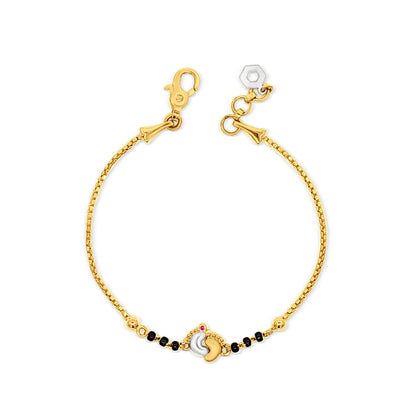 22k Gold Baby Bracelet with Dual-Color Cute Footprints