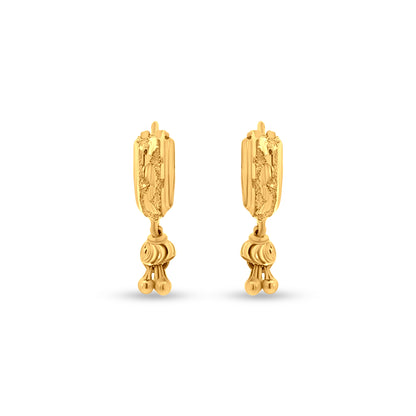 Sundari : 22k Yellow Gold Huggie Hoop Earrings with Trinkets