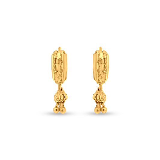 Sundari : 22k Yellow Gold Huggie Hoop Earrings with Trinkets