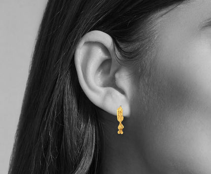 Sundari : 22k Yellow Gold Huggie Hoop Earrings with Trinkets