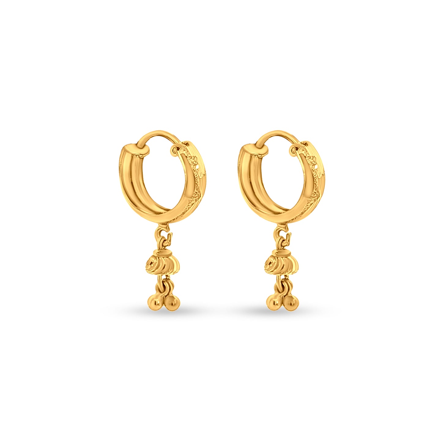 Sundari : 22k Yellow Gold Huggie Hoop Earrings with Trinkets