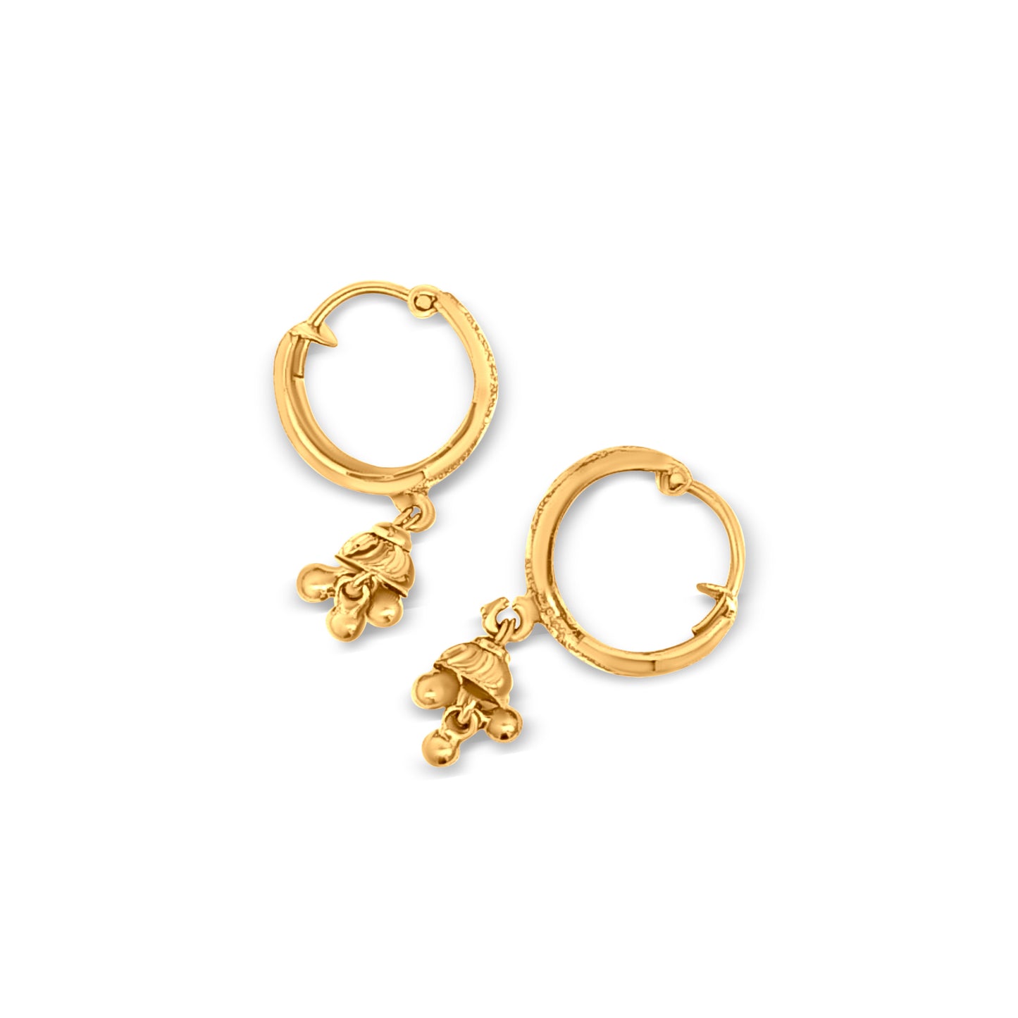 Sundari : 22k Yellow Gold Huggie Hoop Earrings with Trinkets