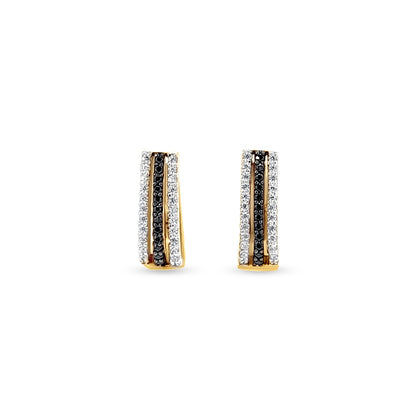 18k Gold Earrings with Black & White Stones