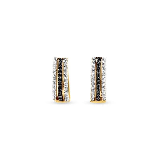 Noor: 18k Yellow Gold Earrings with Black & White Stones