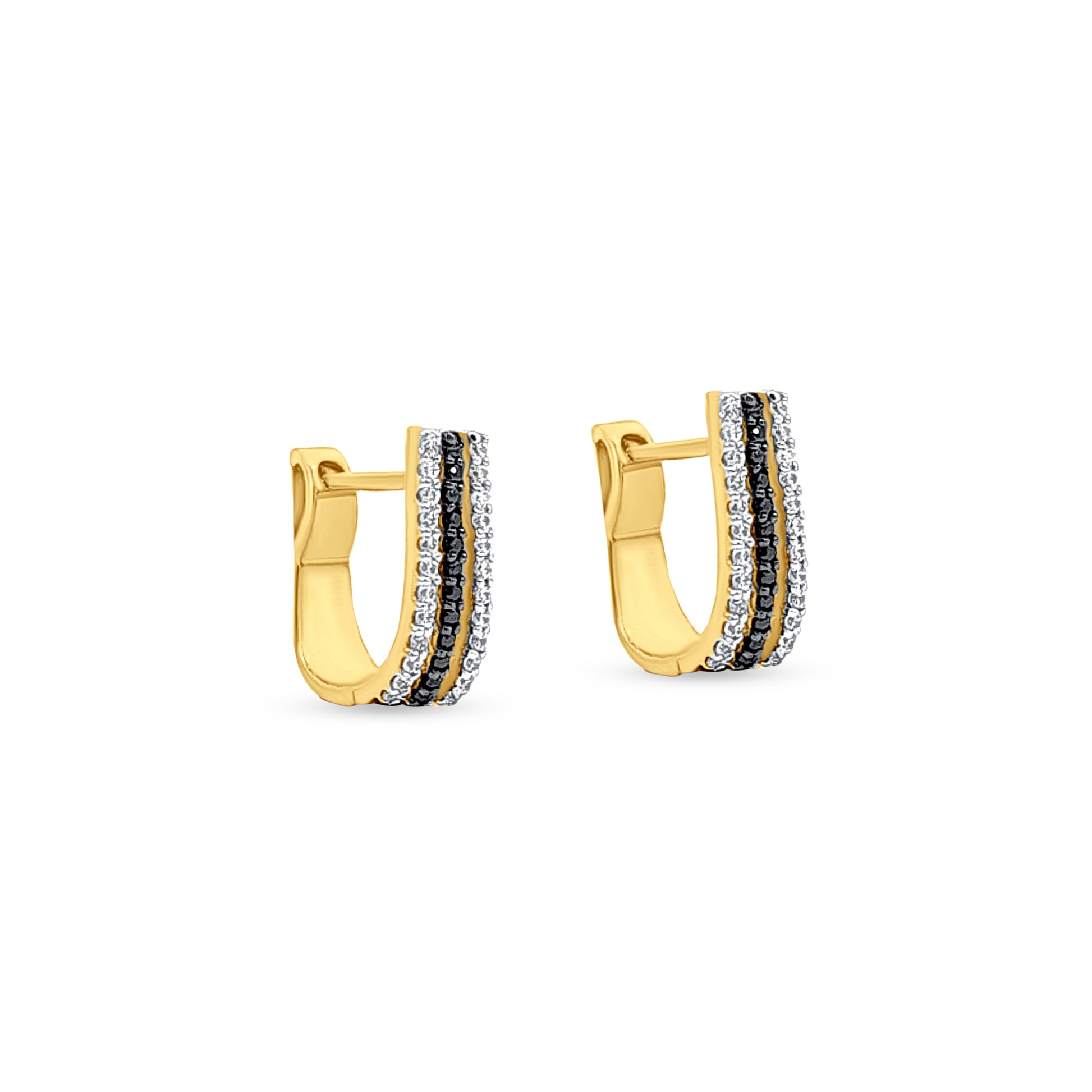 18k Gold Earrings with Black & White Stones