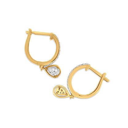 18k Gold Hoops with Pear Drop Charm