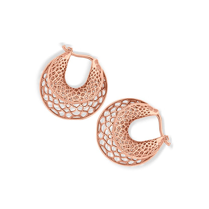 18k Rose Gold  Moroccan Design Hoop Earrings