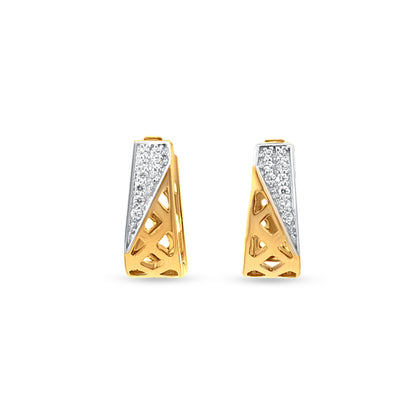 18k Gold Hoop Earrings with White Stones