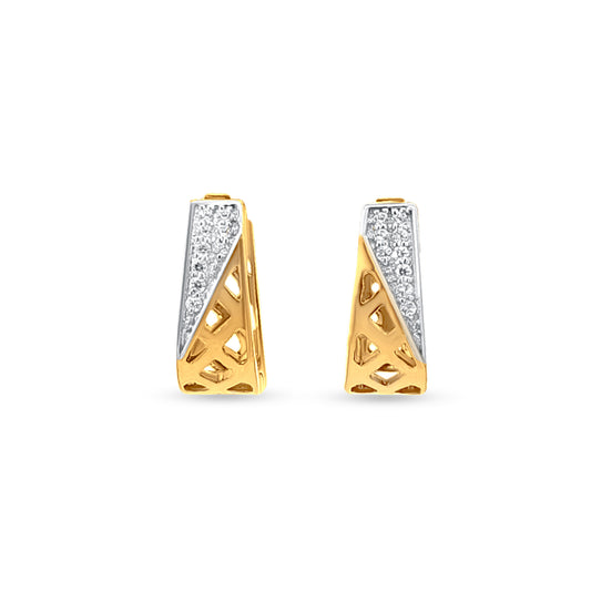 Radiance Hoop: 18k Yellow Gold Earrings with White Stones.