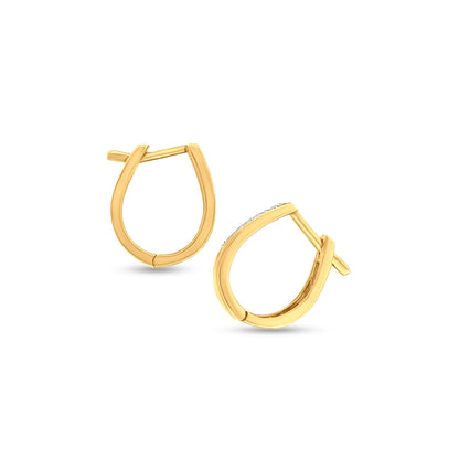 18k Gold Hoop Earrings with White Stones