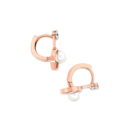 Rose Gleam: 18k Rose Gold Earrings with Pearl-Like Stones