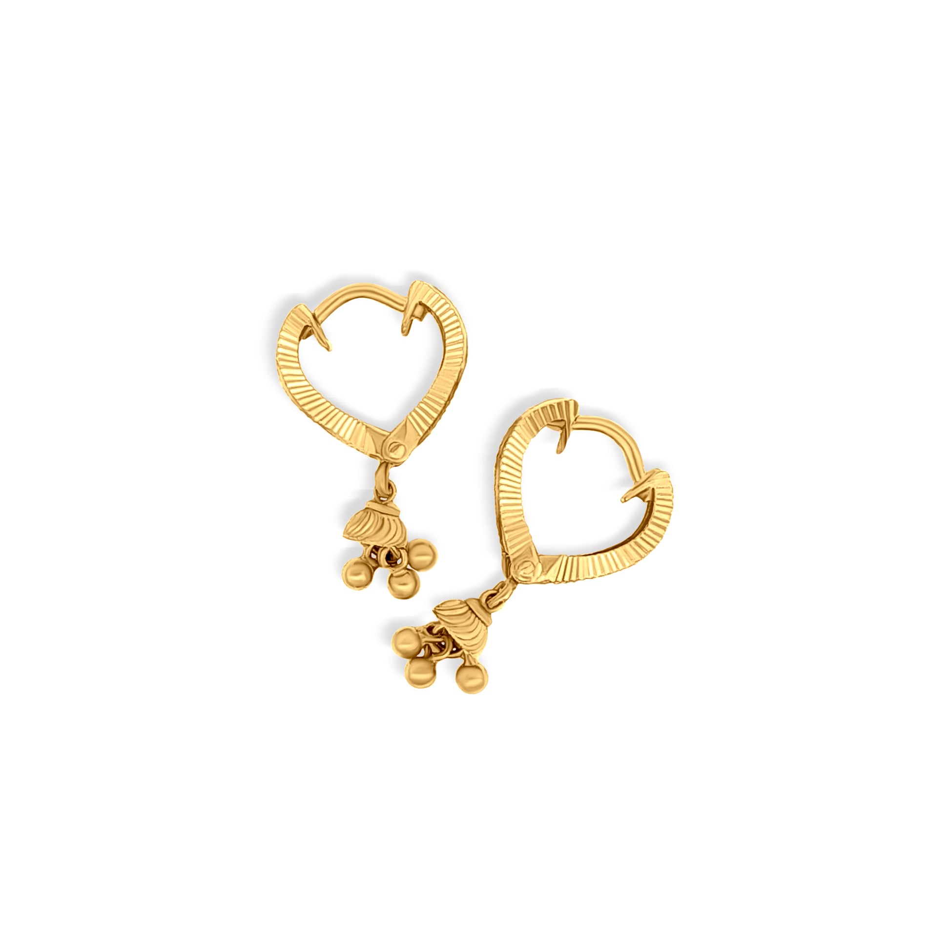 22k Gold Heart Huggie Earrings with Trinkets