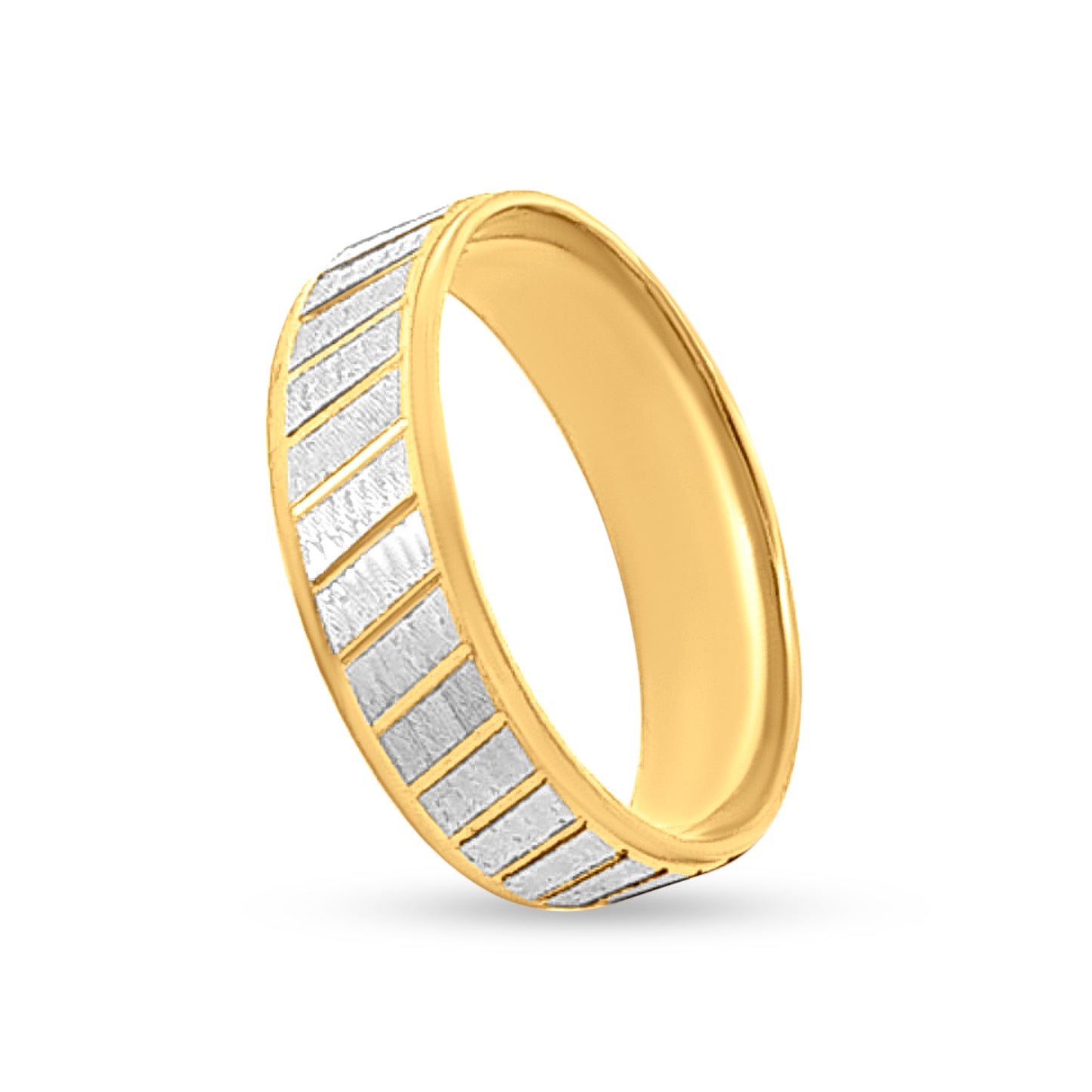 22k Gold Couple Band Ring with Partly Rhodium