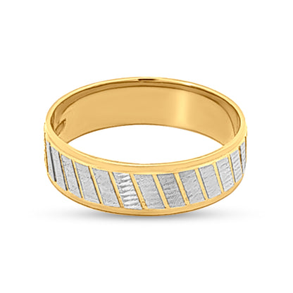 22k Gold Couple Band Ring with Partly Rhodium