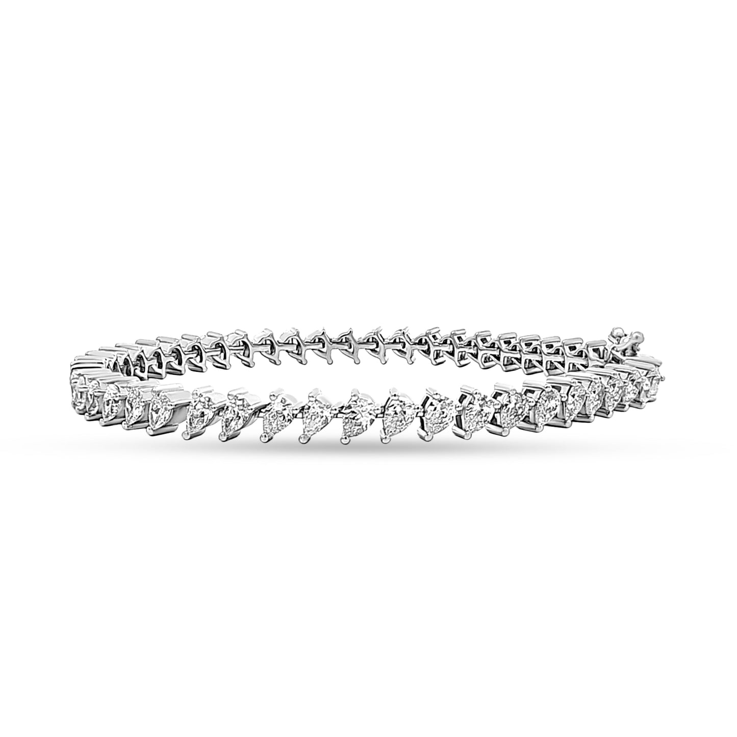 14K White Gold Pear Diamond Bracelet