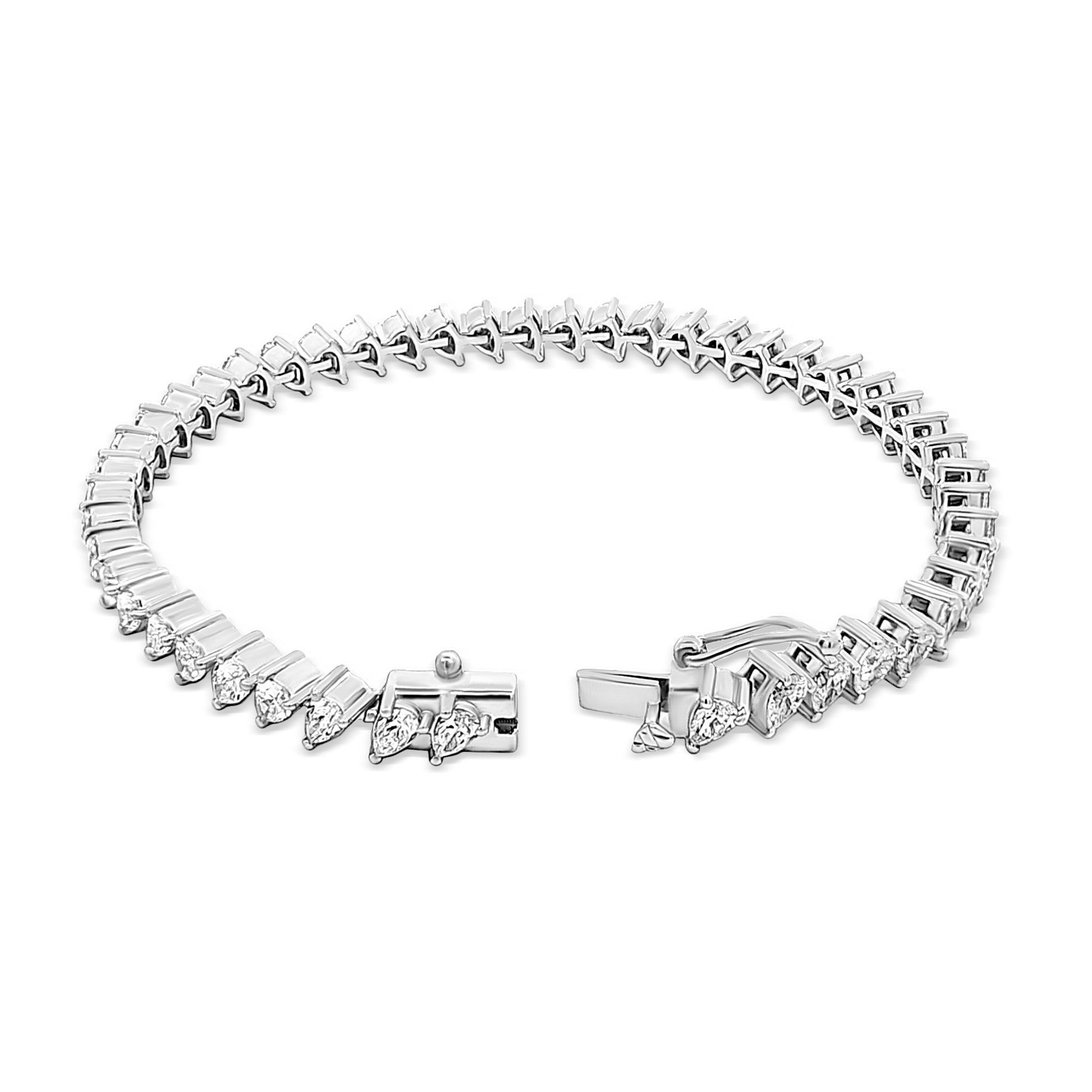 14K White Gold Pear Diamond Bracelet