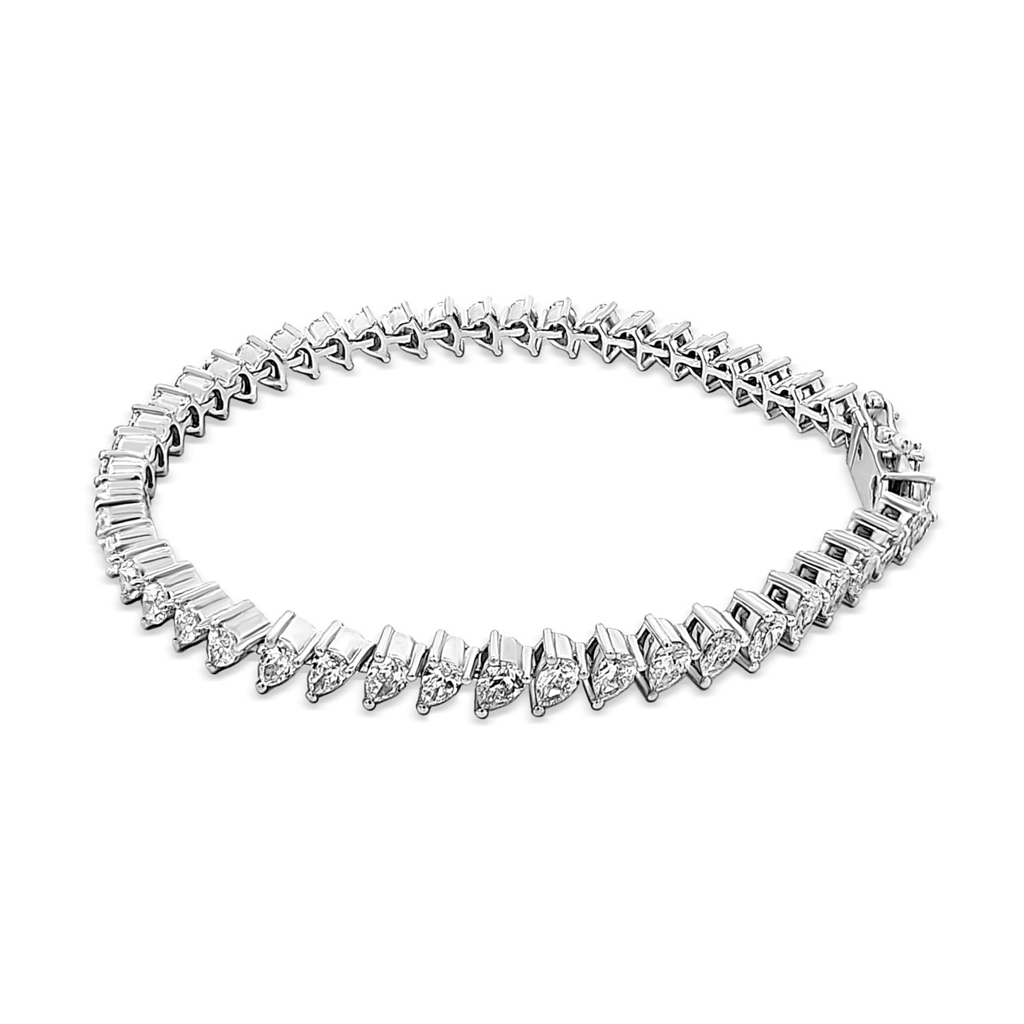 14K White Gold Pear Diamond Bracelet