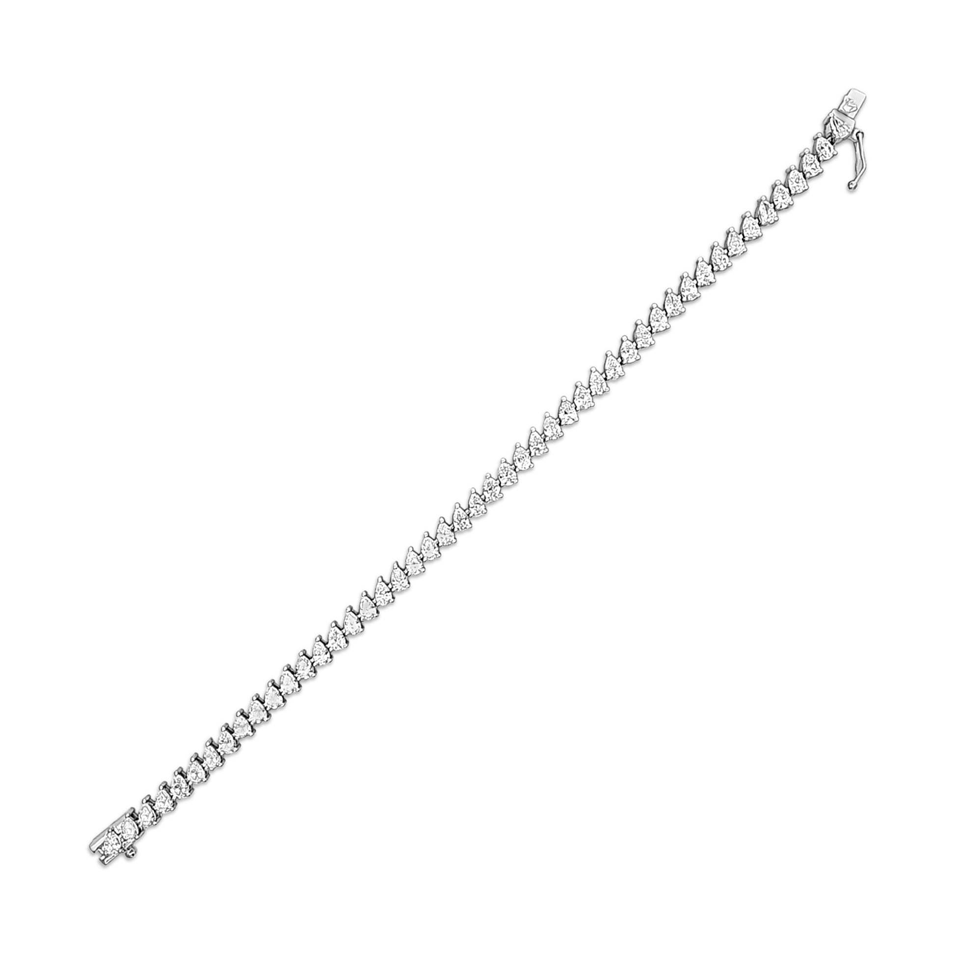 14K White Gold Pear Diamond Bracelet