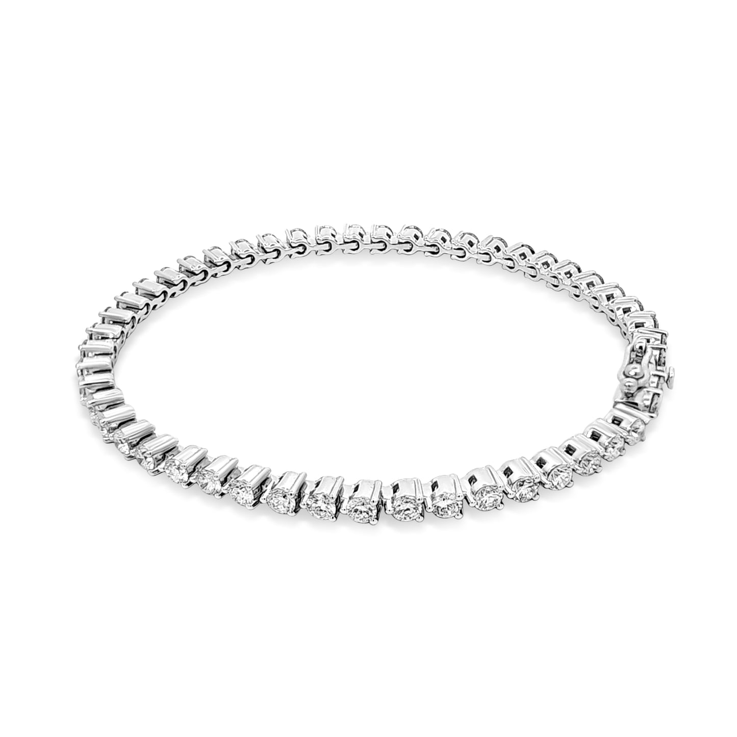 Tanvika - 14K White Gold Round Diamond Tennis Bracelet