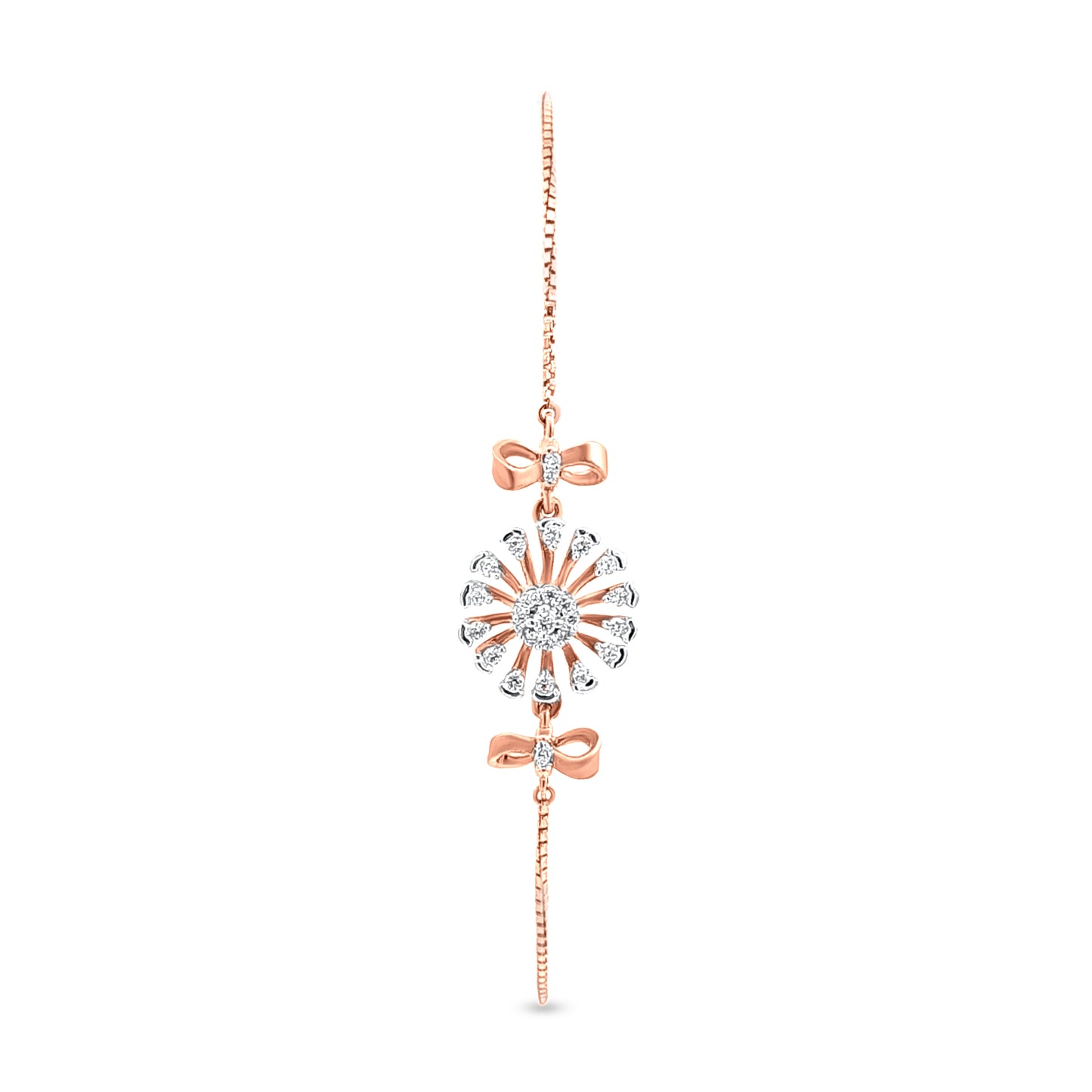 18k Rose Gold Flower Motif Chain Bracelet