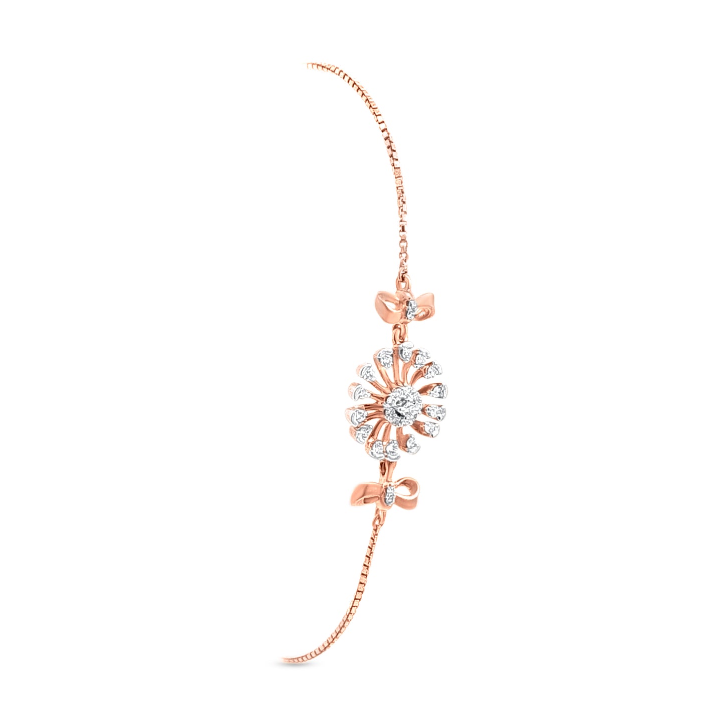 18k Rose Gold Flower Motif Chain Bracelet