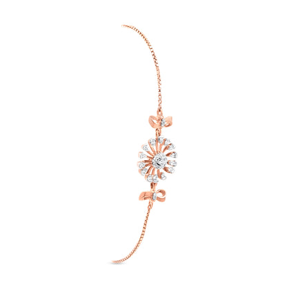 18k Rose Gold Flower Motif Chain Bracelet