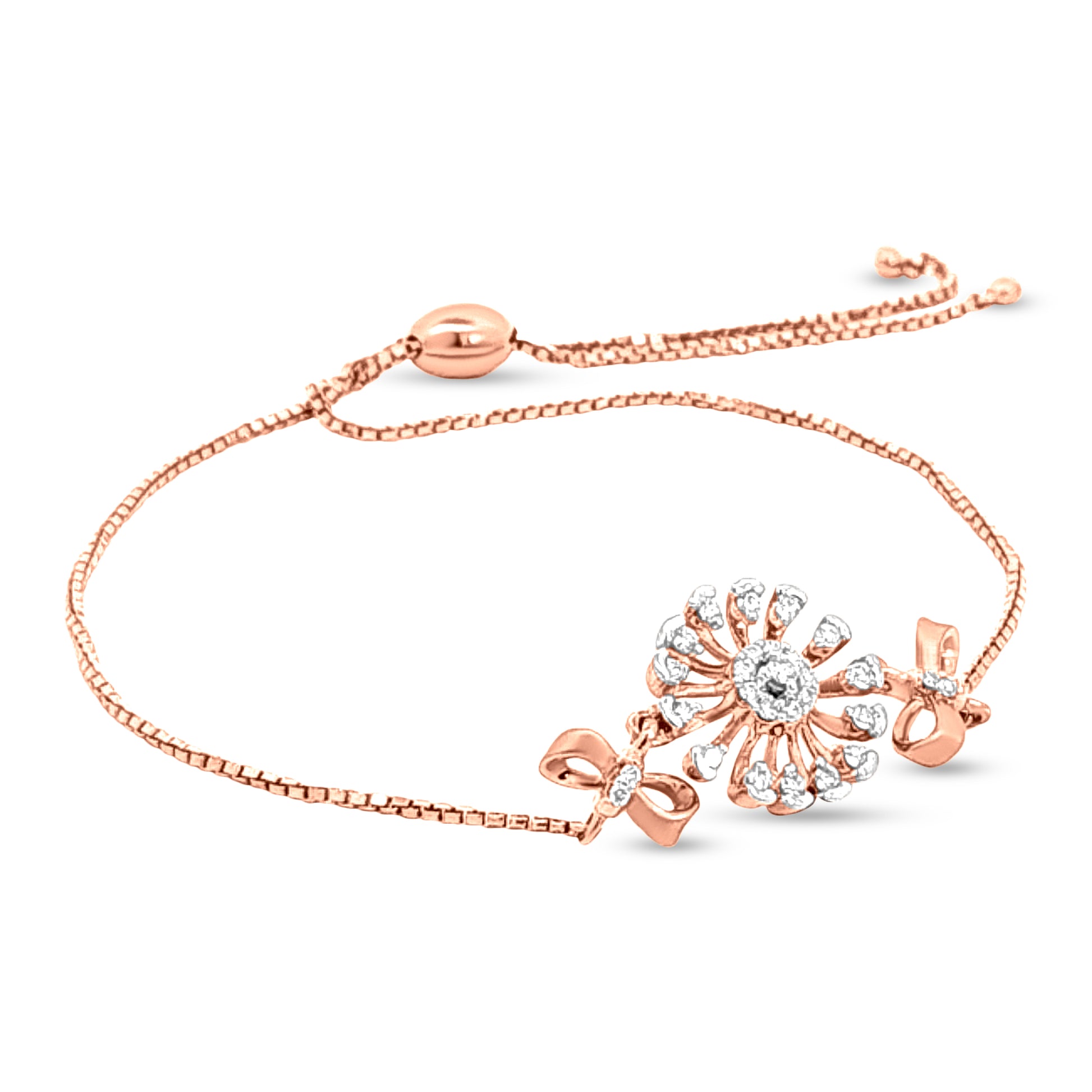 18k Rose Gold Flower Motif Chain Bracelet