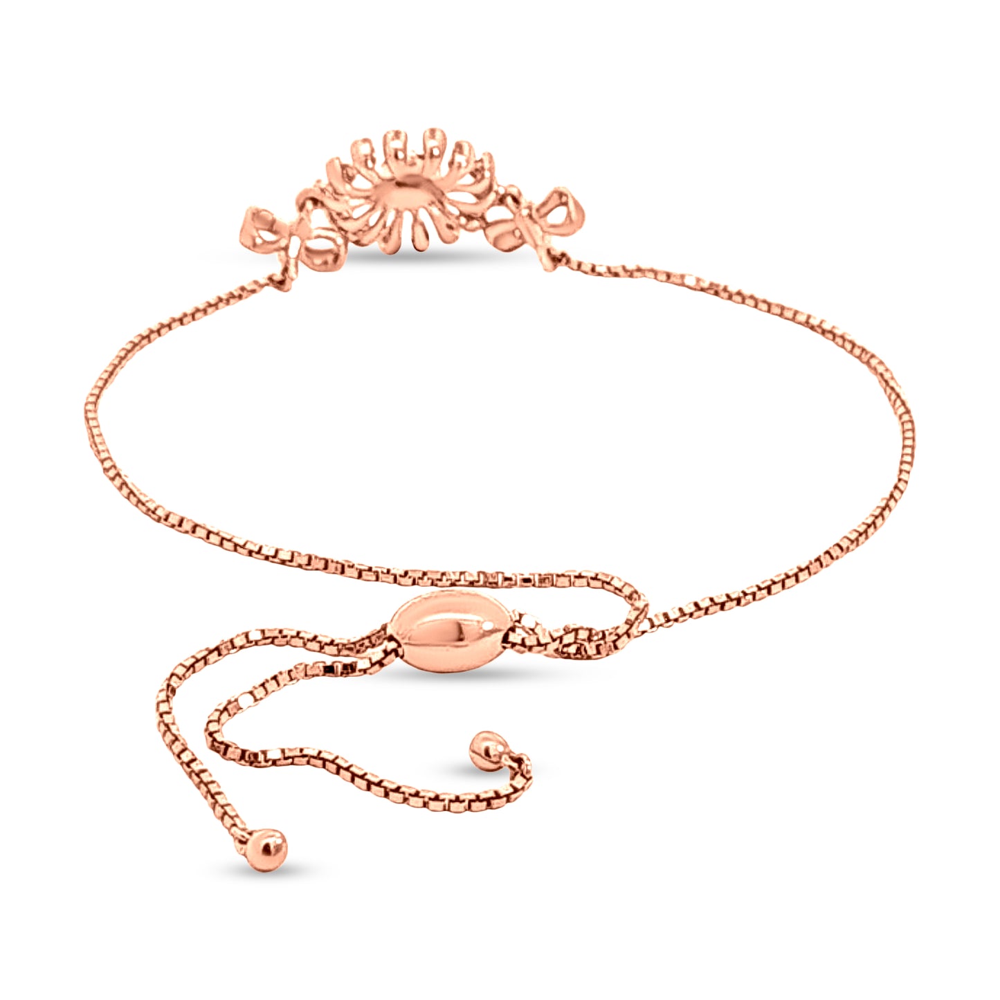 18k Rose Gold Flower Motif Chain Bracelet