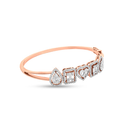 18k Rose Gold Mix Shape Luxury Diamond Bangle