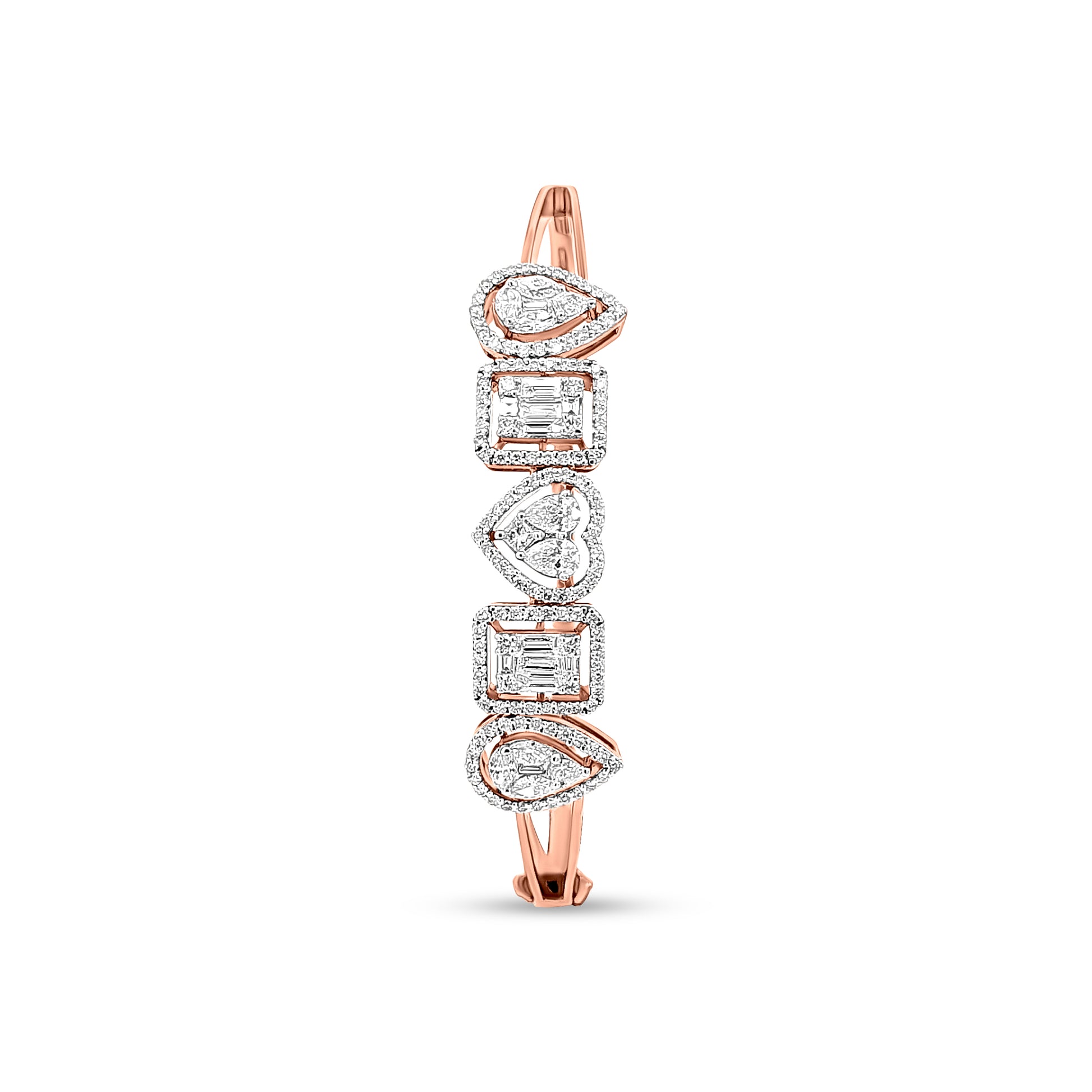 18k Rose Gold Mix Shape Luxury Diamond Bangle