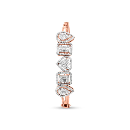 18k Rose Gold Mix Shape Luxury Diamond Bangle