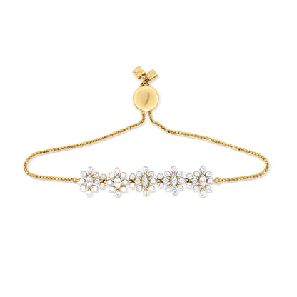 18k Gold 5 Flower Motif Bolo Diamond Bracelet